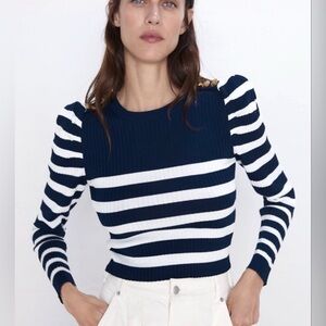 Zara Striped Puffy Crop Top